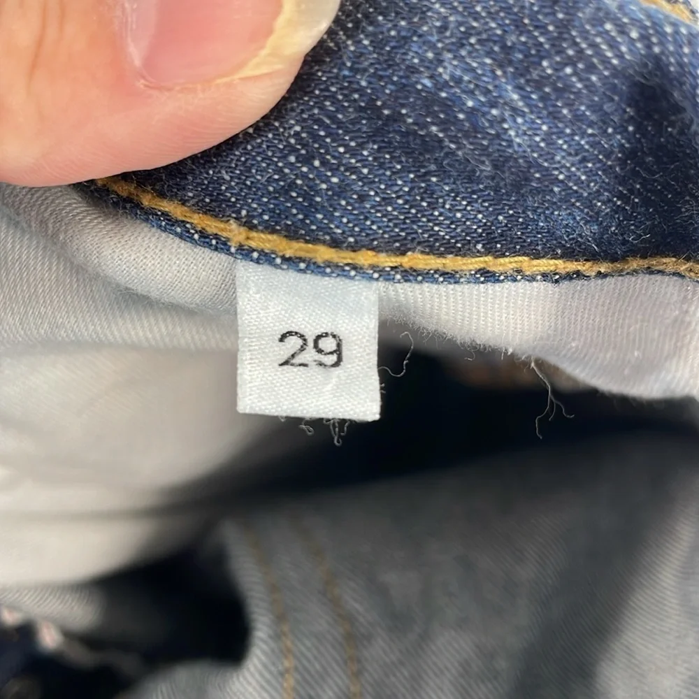 Gustin Mens Slim Fit Raw Denim Indigo Jeans Size 29 Made in USA Button Fly